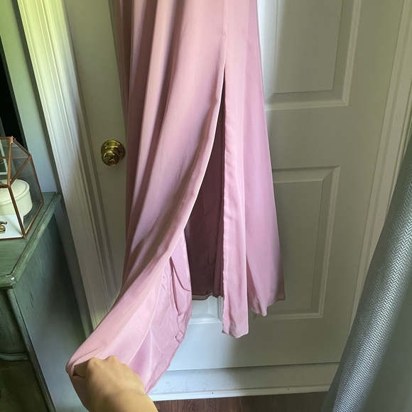 AZAZIE EVALLEEN A-Line Pleated Chiffon Floor-Length Dress Dusty Rose size 2 - Picture 5 of 11